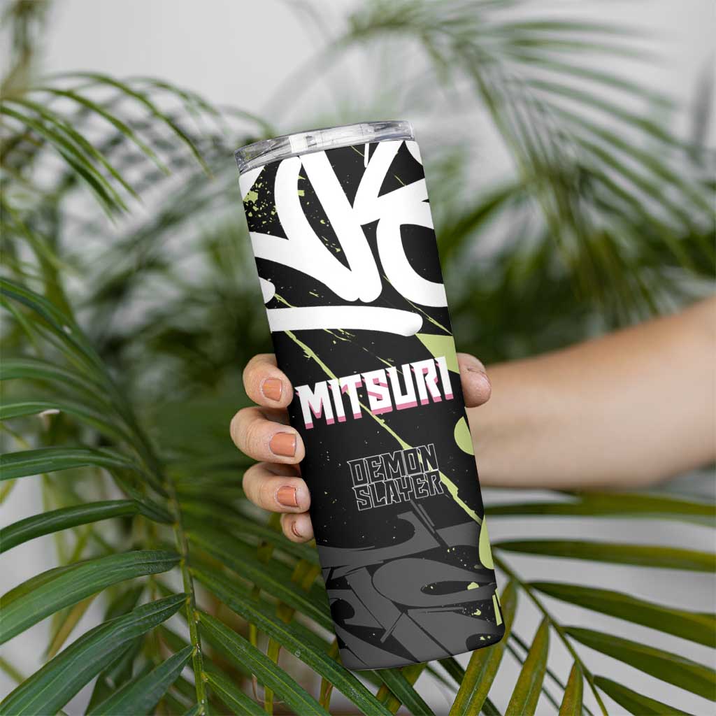 Mitsuri Kanroji Demon Slayer Skinny Tumbler Green & Black Graffiti Anime