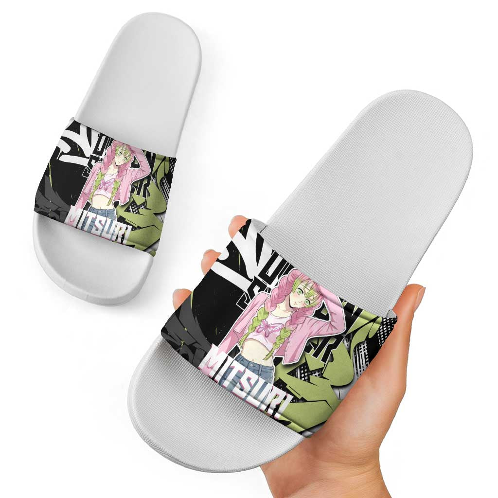 Mitsuri Kanroji Demon Slayer Slide Sandals Green & Black Graffiti Anime