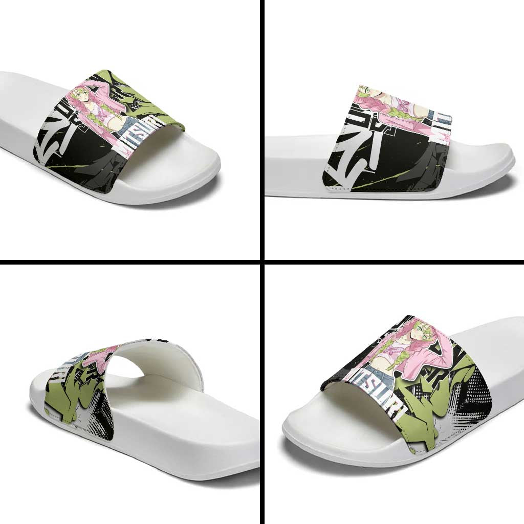 Mitsuri Kanroji Demon Slayer Slide Sandals Green & Black Graffiti Anime