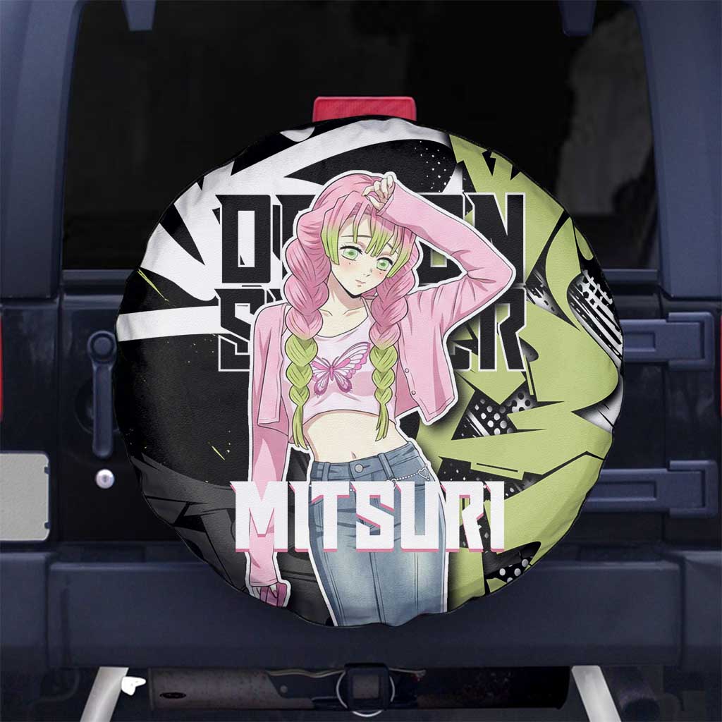 Mitsuri Kanroji Demon Slayer Spare Tire Cover Green & Black Graffiti Anime