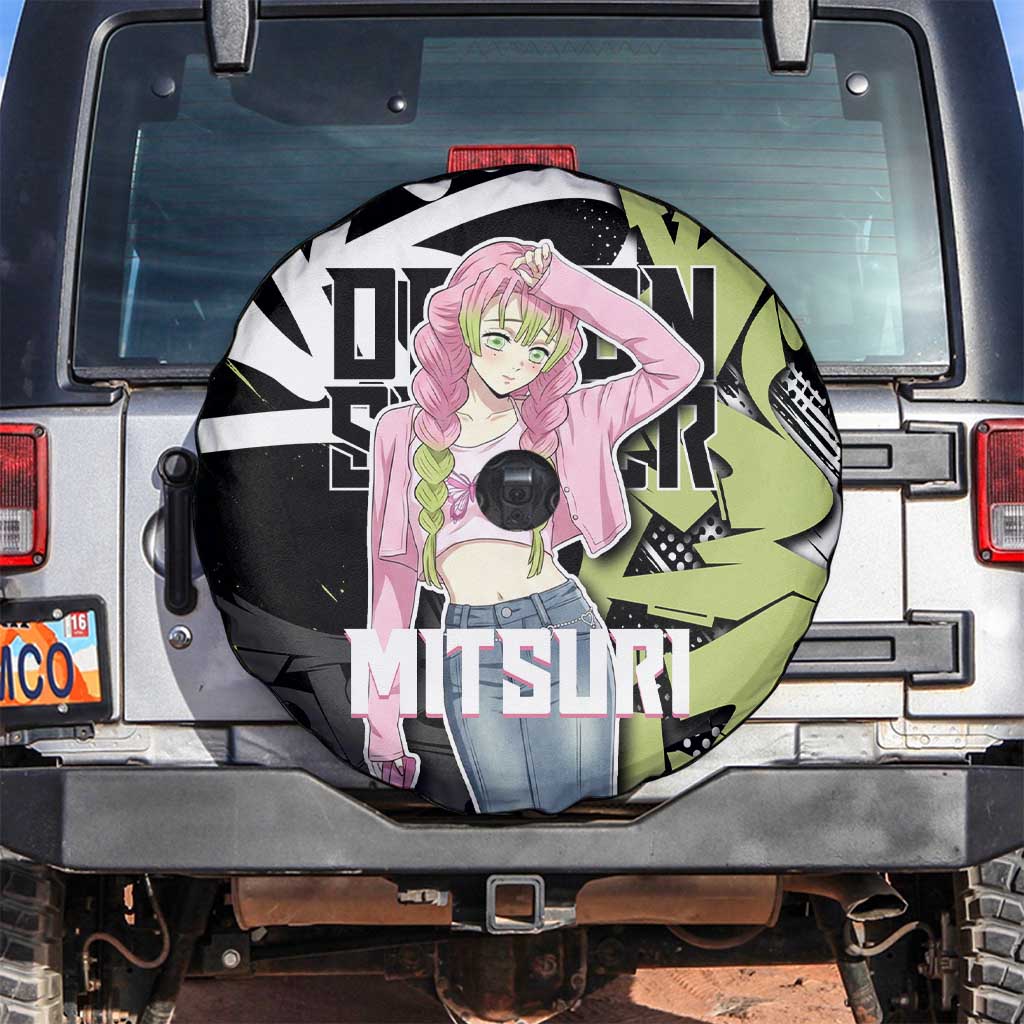 Mitsuri Kanroji Demon Slayer Spare Tire Cover Green & Black Graffiti Anime