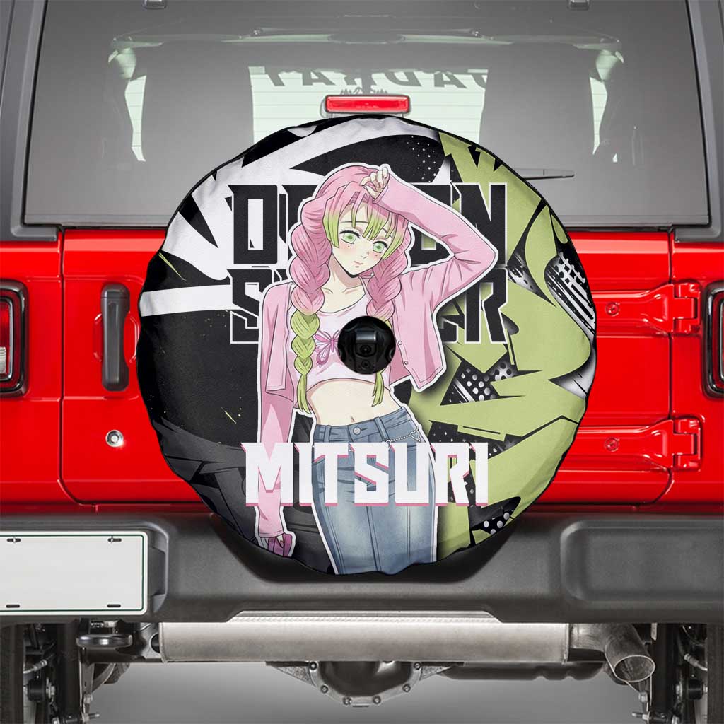 Mitsuri Kanroji Demon Slayer Spare Tire Cover Green & Black Graffiti Anime