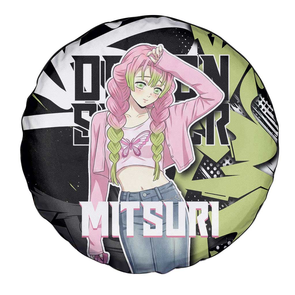 Mitsuri Kanroji Demon Slayer Spare Tire Cover Green & Black Graffiti Anime