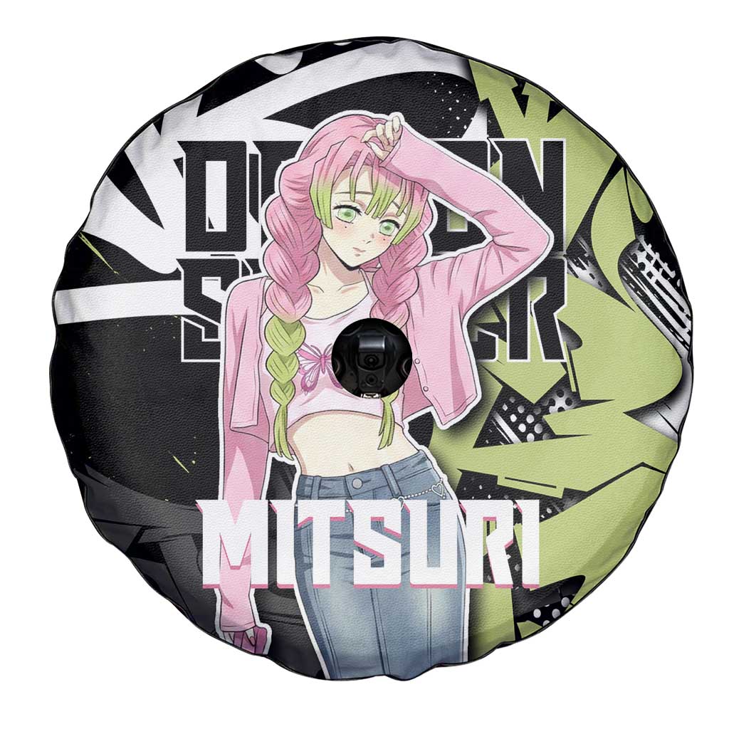 Mitsuri Kanroji Demon Slayer Spare Tire Cover Green & Black Graffiti Anime