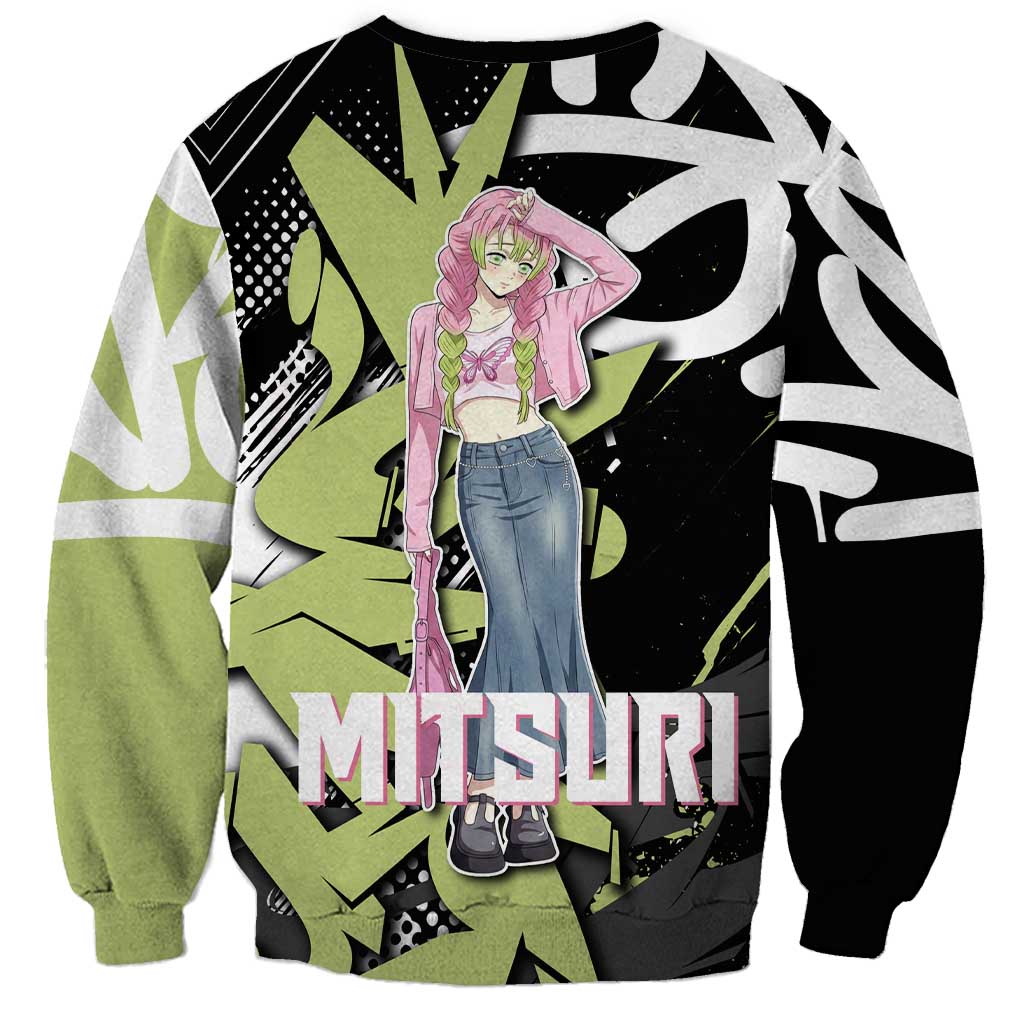 Mitsuri Kanroji Demon Slayer Sweatshirt Green & Black Graffiti Anime