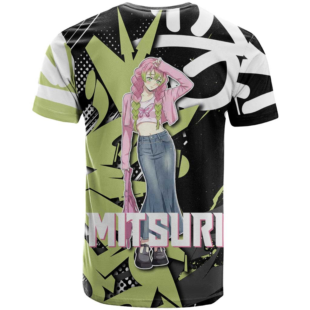 Mitsuri Kanroji Demon Slayer T Shirt Green & Black Graffiti Anime