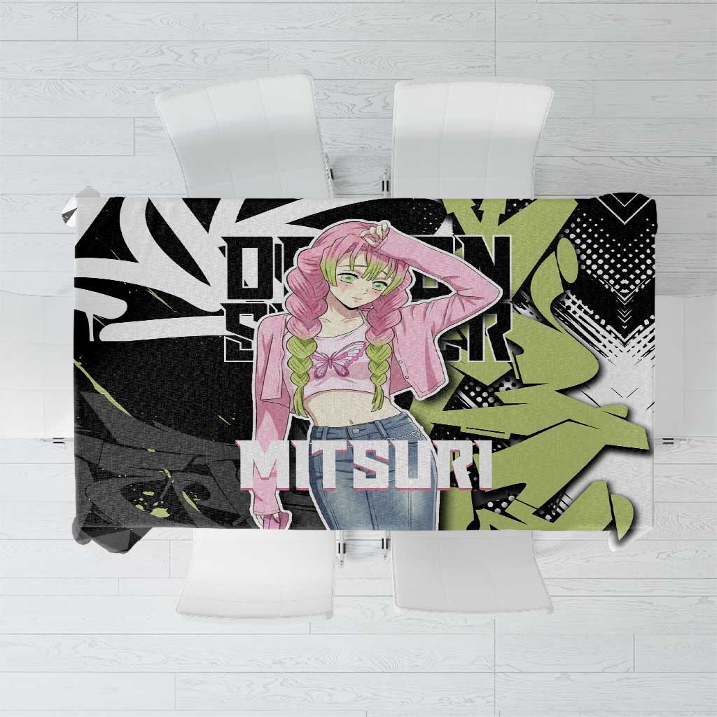 Mitsuri Kanroji Demon Slayer Tablecloth Green & Black Graffiti Anime