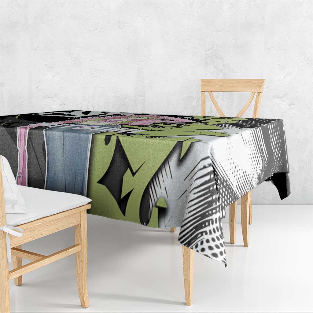 Mitsuri Kanroji Demon Slayer Tablecloth Green & Black Graffiti Anime