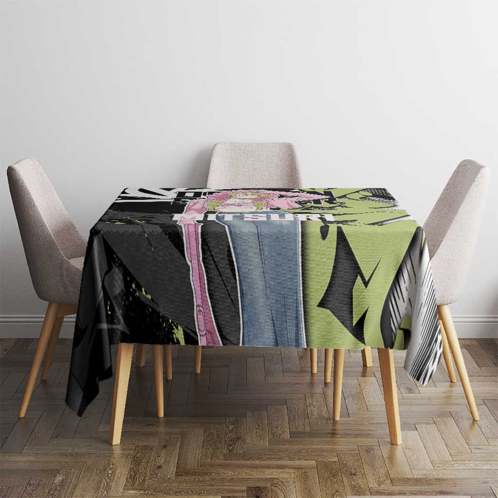 Mitsuri Kanroji Demon Slayer Tablecloth Green & Black Graffiti Anime