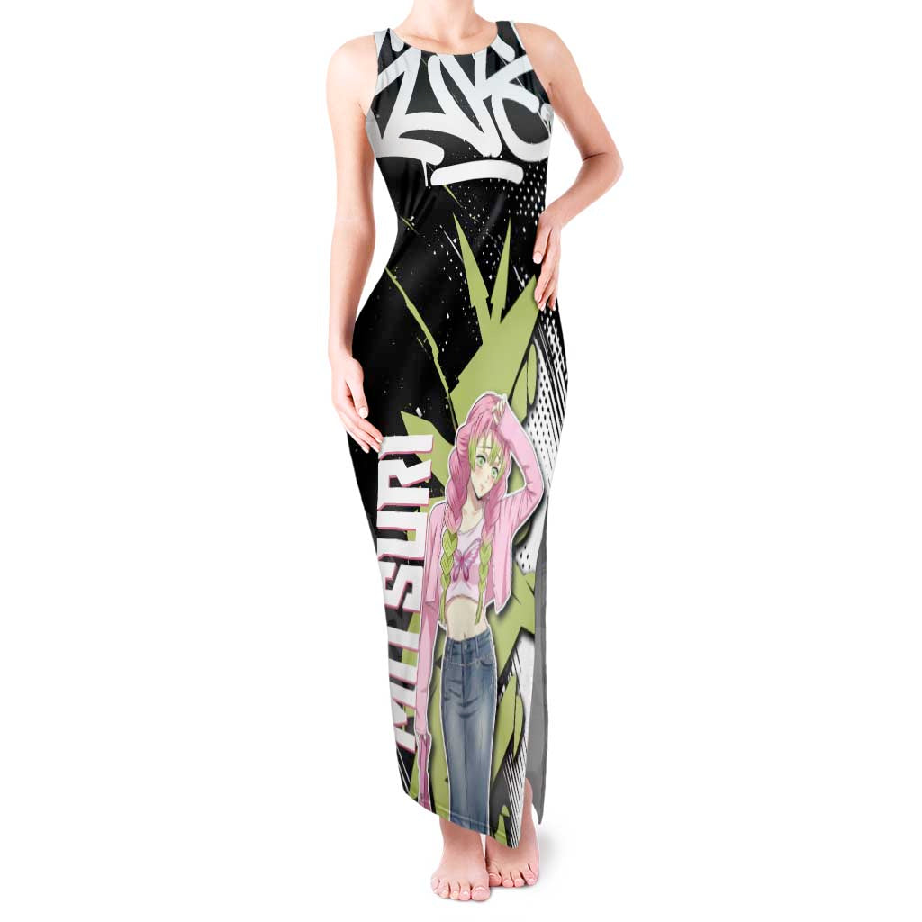 Mitsuri Kanroji Demon Slayer Tank Maxi Dress Green & Black Graffiti Anime