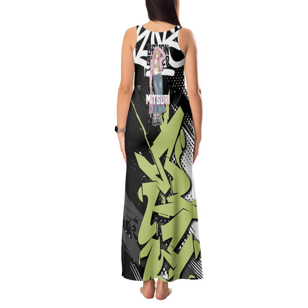 Mitsuri Kanroji Demon Slayer Tank Maxi Dress Green & Black Graffiti Anime