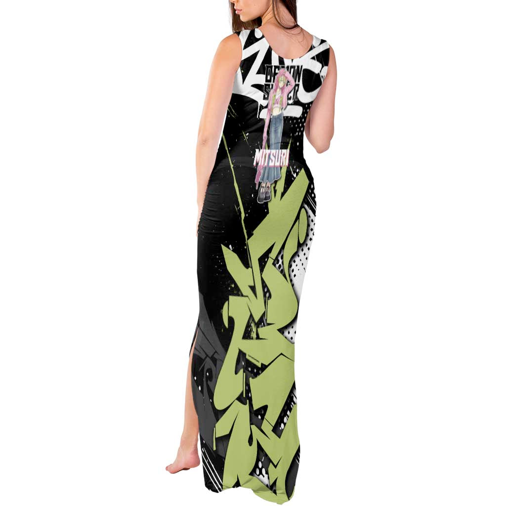 Mitsuri Kanroji Demon Slayer Tank Maxi Dress Green & Black Graffiti Anime