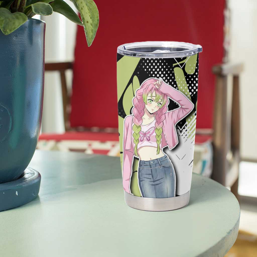 Mitsuri Kanroji Demon Slayer Tumbler Cup Green & Black Graffiti Anime