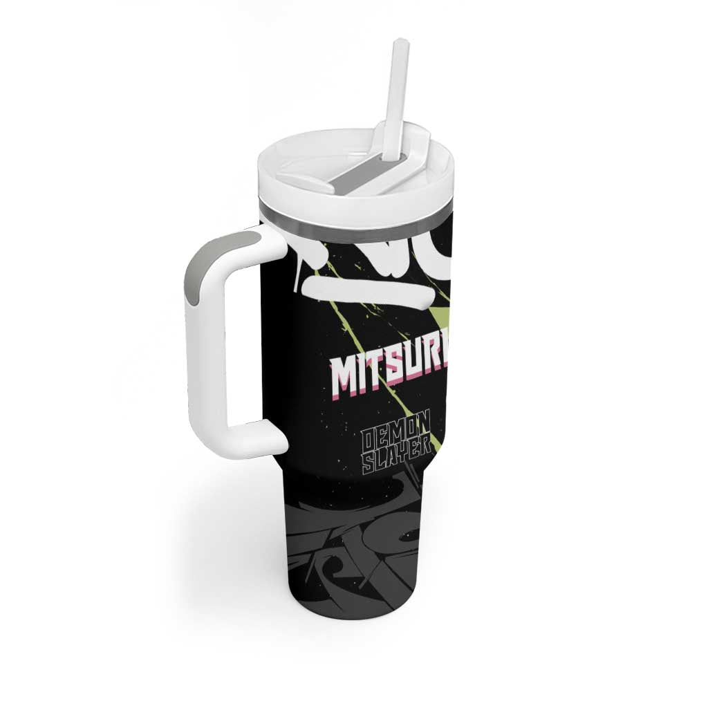 Mitsuri Kanroji Demon Slayer Tumbler With Handle Green & Black Graffiti Anime
