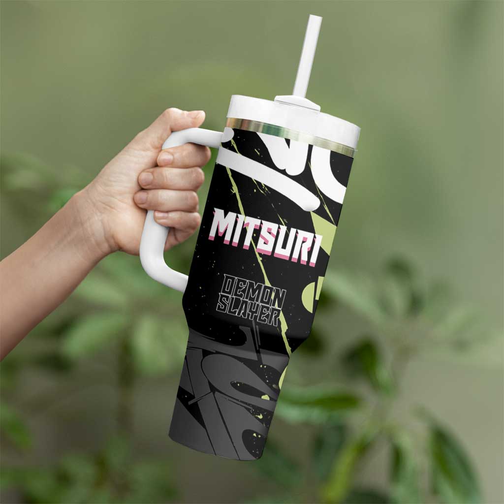 Mitsuri Kanroji Demon Slayer Tumbler With Handle Green & Black Graffiti Anime