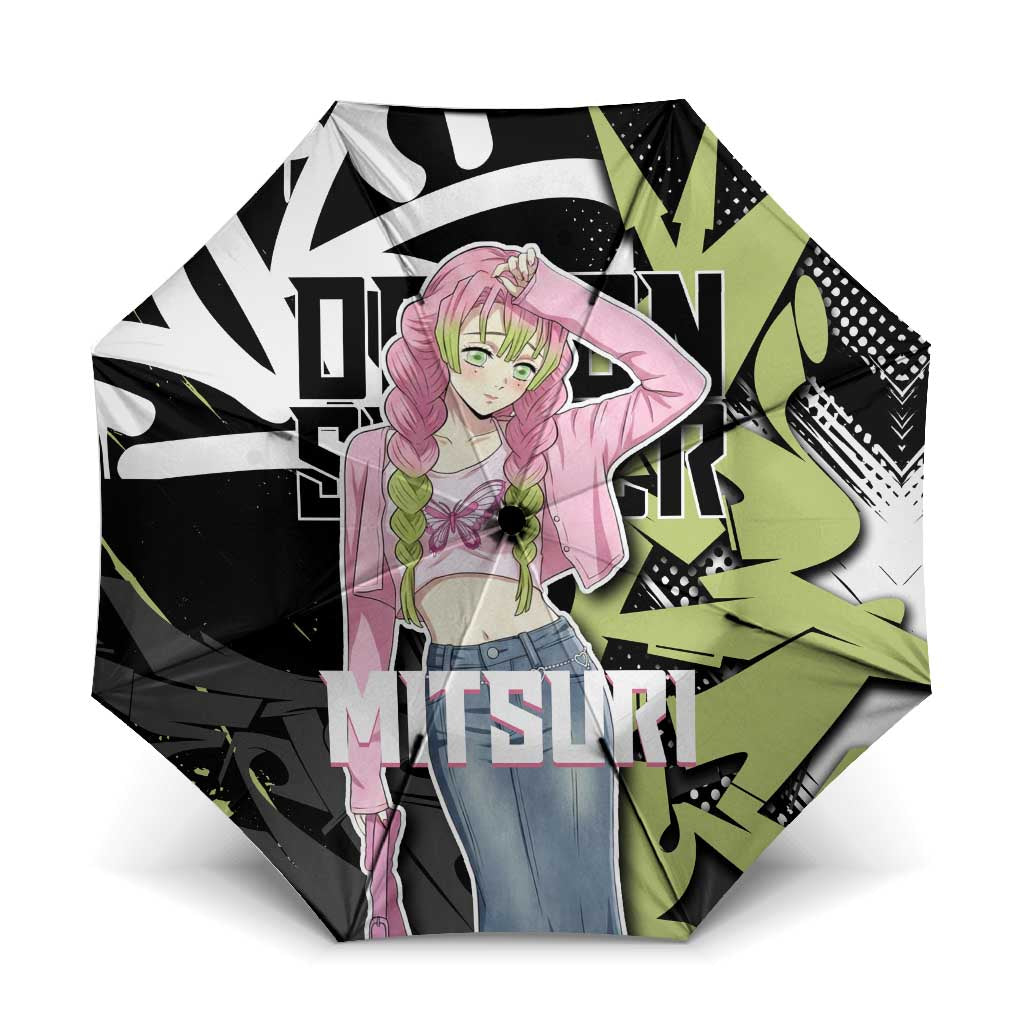 Mitsuri Kanroji Demon Slayer Umbrella Green & Black Graffiti Anime