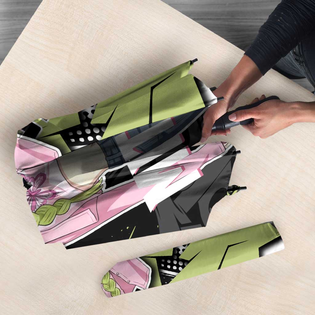 Mitsuri Kanroji Demon Slayer Umbrella Green & Black Graffiti Anime