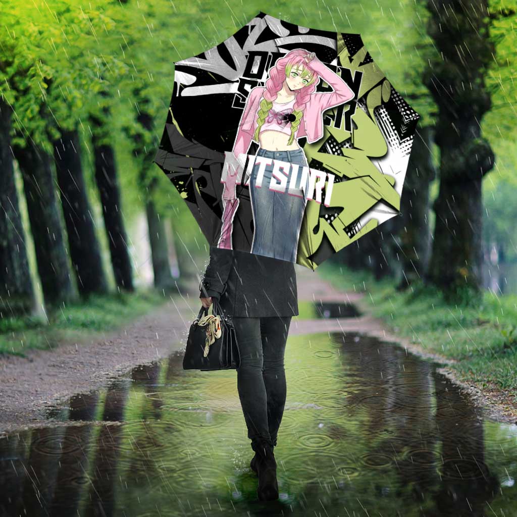 Mitsuri Kanroji Demon Slayer Umbrella Green & Black Graffiti Anime
