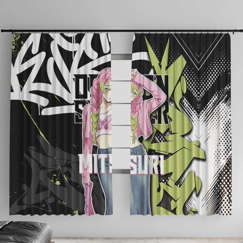 Mitsuri Kanroji Demon Slayer Window Curtain Green & Black Graffiti Anime
