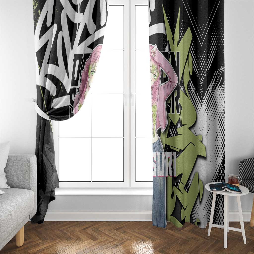 Mitsuri Kanroji Demon Slayer Window Curtain Green & Black Graffiti Anime