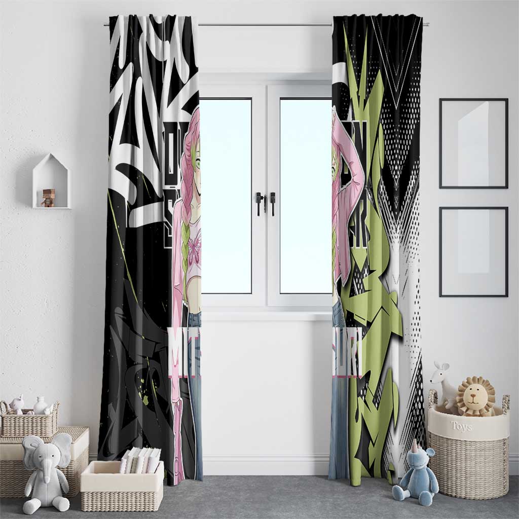 Mitsuri Kanroji Demon Slayer Window Curtain Green & Black Graffiti Anime