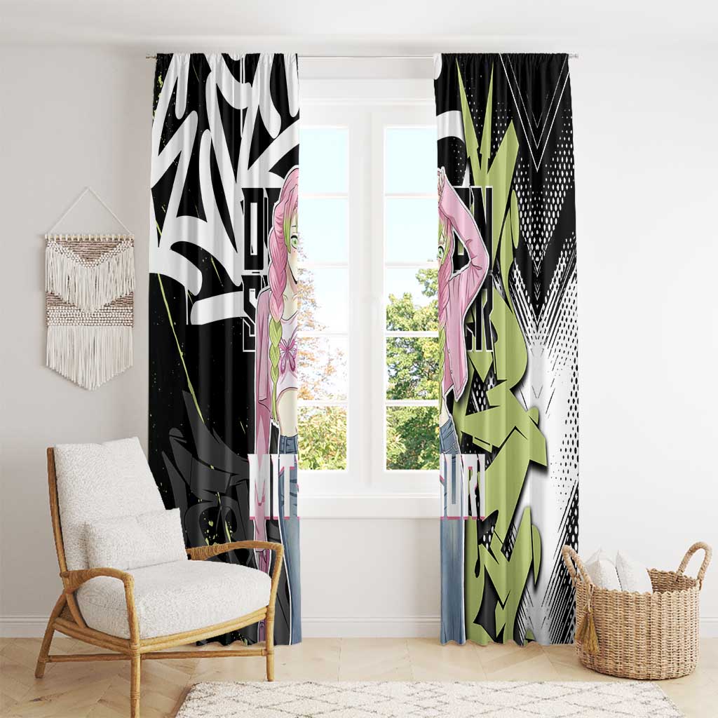 Mitsuri Kanroji Demon Slayer Window Curtain Green & Black Graffiti Anime