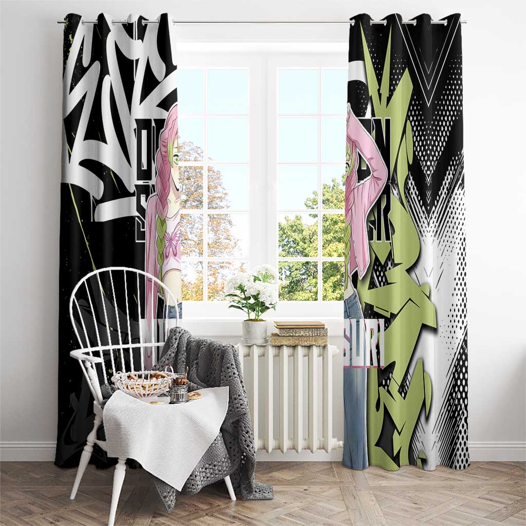 Mitsuri Kanroji Demon Slayer Window Curtain Green & Black Graffiti Anime