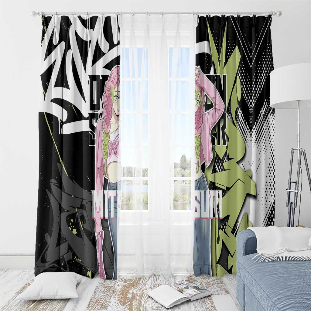 Mitsuri Kanroji Demon Slayer Window Curtain Green & Black Graffiti Anime