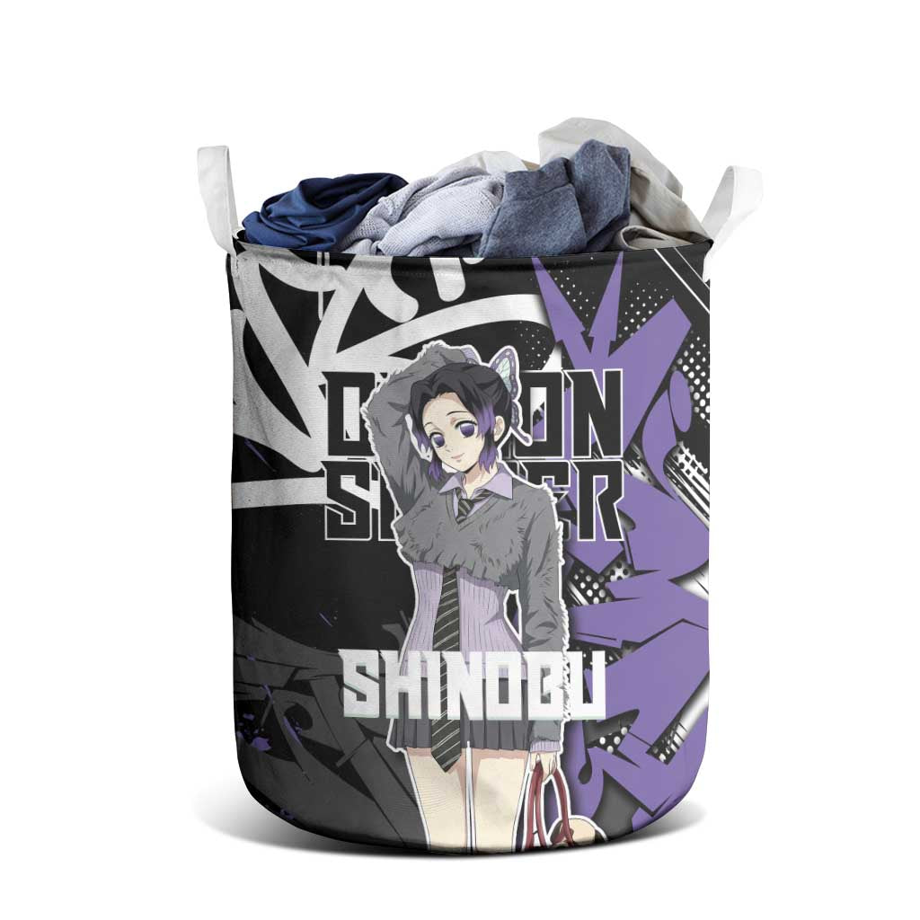 Kocho Shinobu Demon Slayer Laundry Basket Purple & Black Graffiti Anime