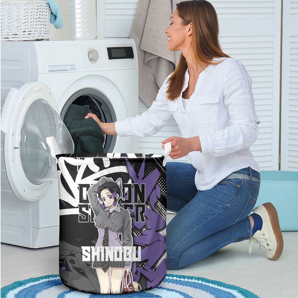 Kocho Shinobu Demon Slayer Laundry Basket Purple & Black Graffiti Anime