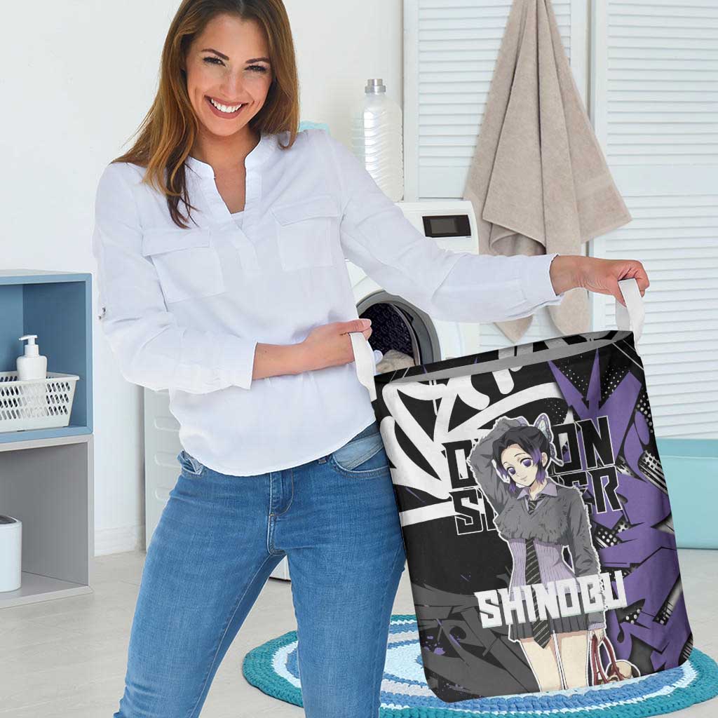 Kocho Shinobu Demon Slayer Laundry Basket Purple & Black Graffiti Anime