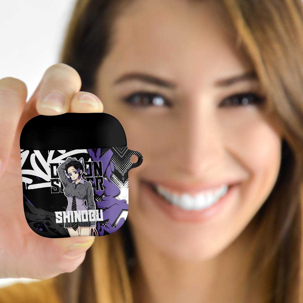 Kocho Shinobu Demon Slayer AirPods Case Purple & Black Graffiti Anime