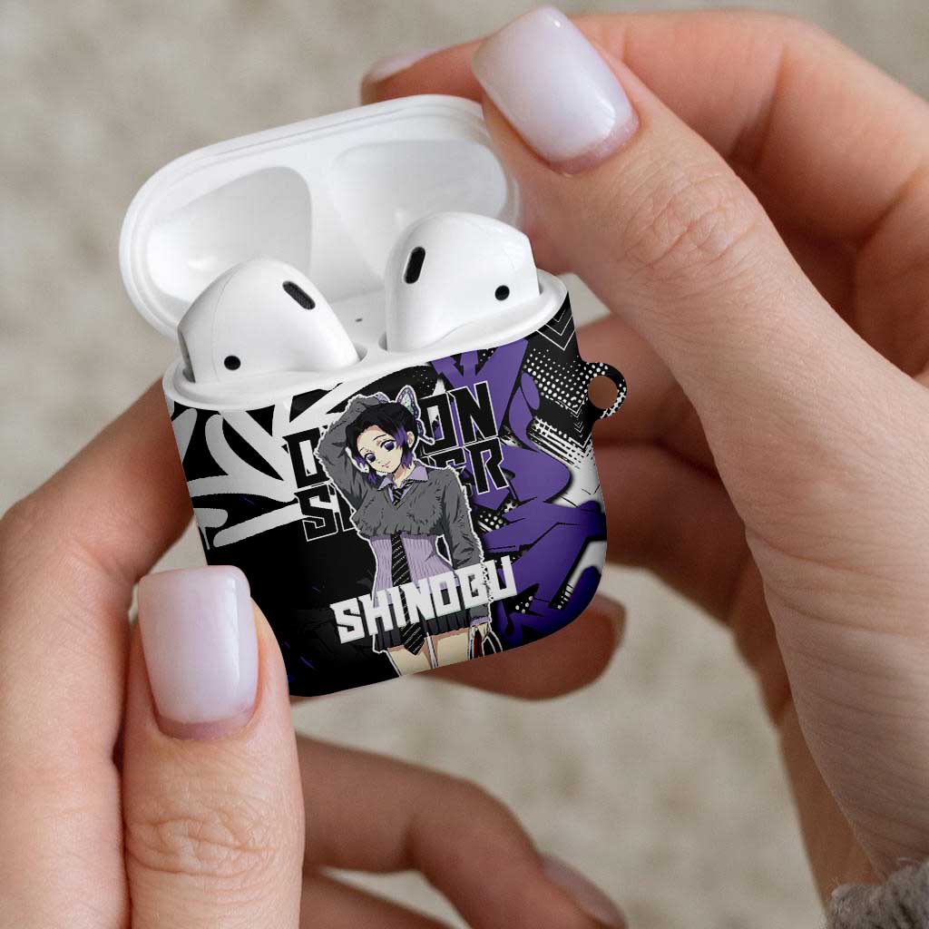 Kocho Shinobu Demon Slayer AirPods Case Purple & Black Graffiti Anime