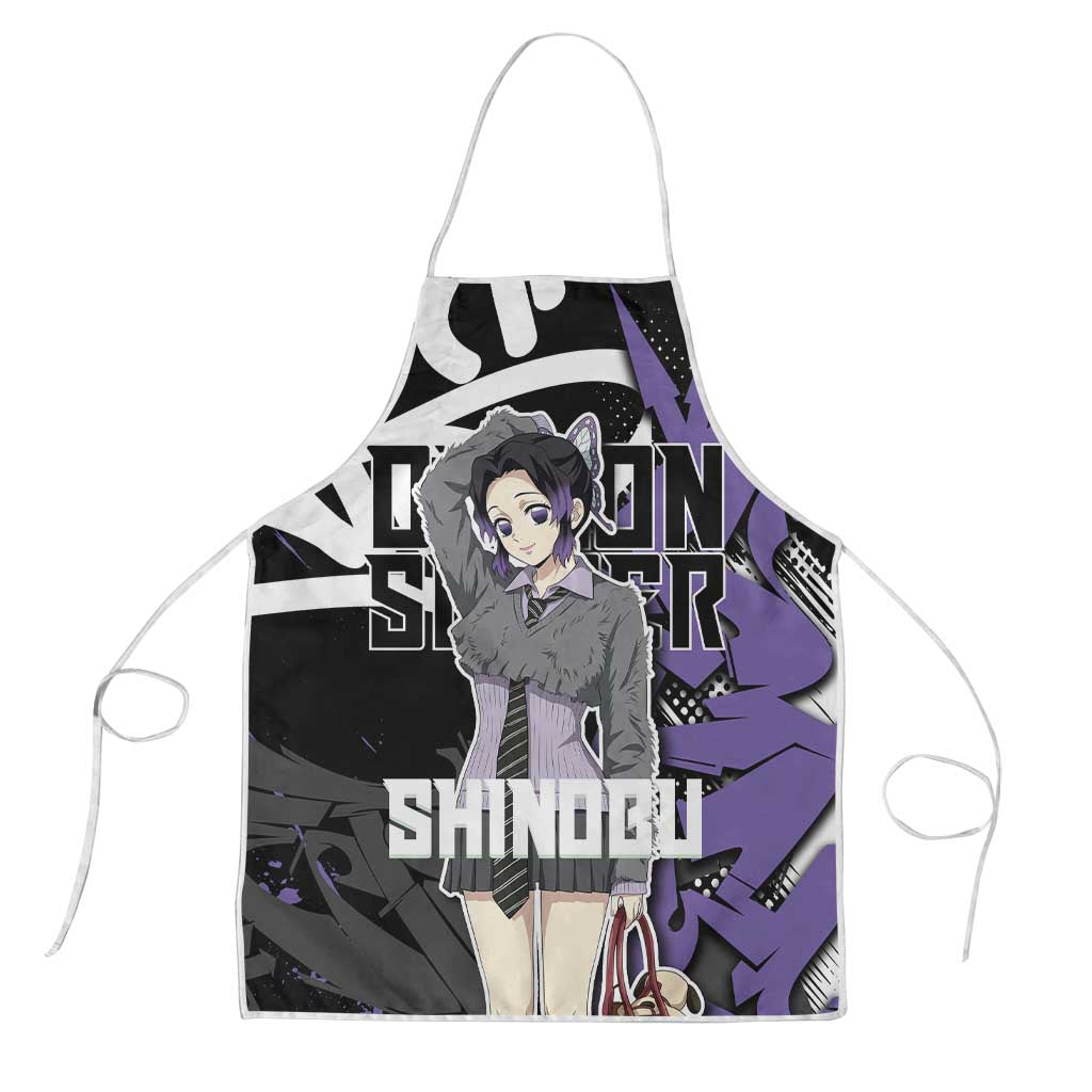 Kocho Shinobu Demon Slayer Apron Purple & Black Graffiti Anime