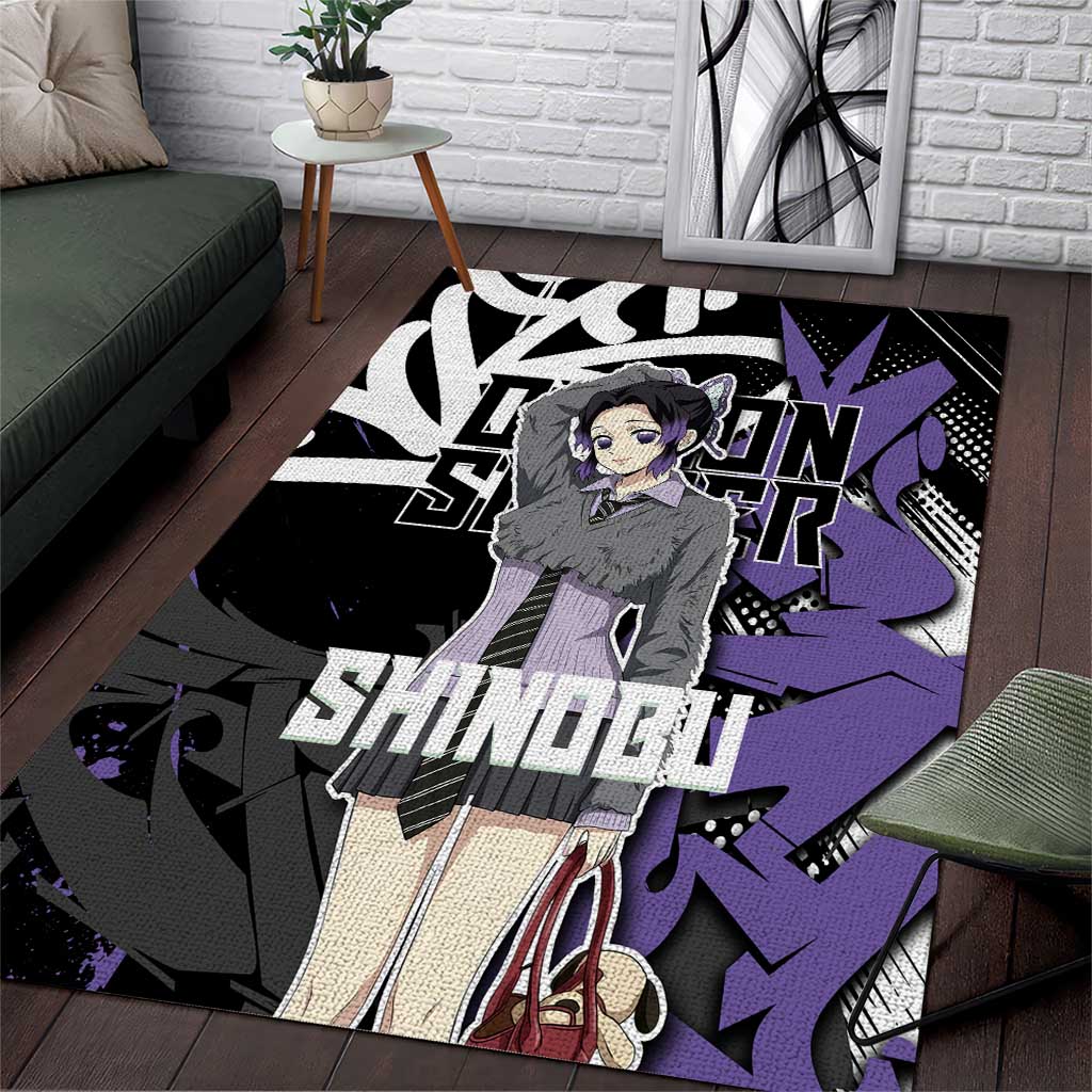 Kocho Shinobu Demon Slayer Area Rug Purple & Black Graffiti Anime