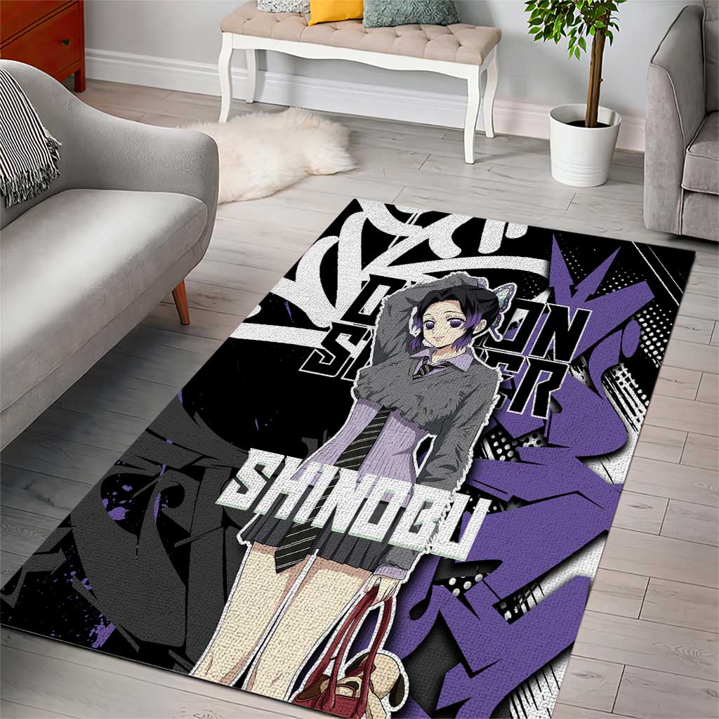 Kocho Shinobu Demon Slayer Area Rug Purple & Black Graffiti Anime