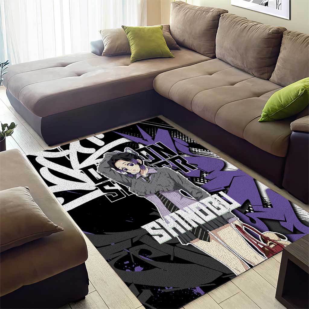 Kocho Shinobu Demon Slayer Area Rug Purple & Black Graffiti Anime