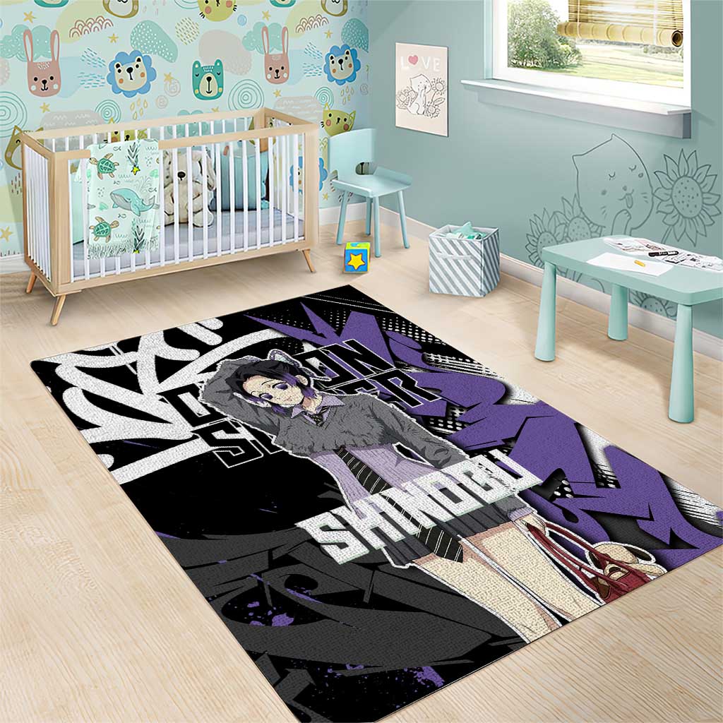 Kocho Shinobu Demon Slayer Area Rug Purple & Black Graffiti Anime