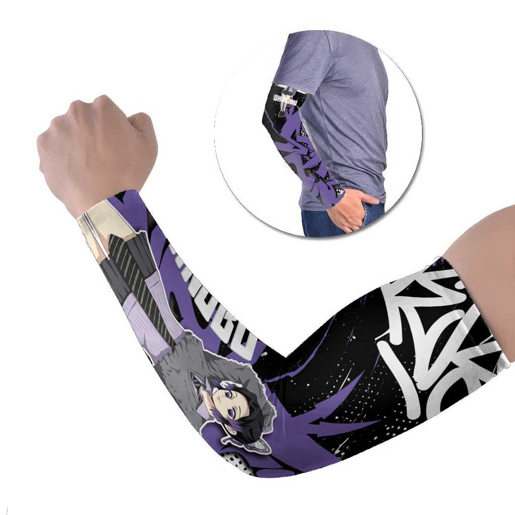 Kocho Shinobu Demon Slayer Arm Sleeves Purple & Black Graffiti Anime