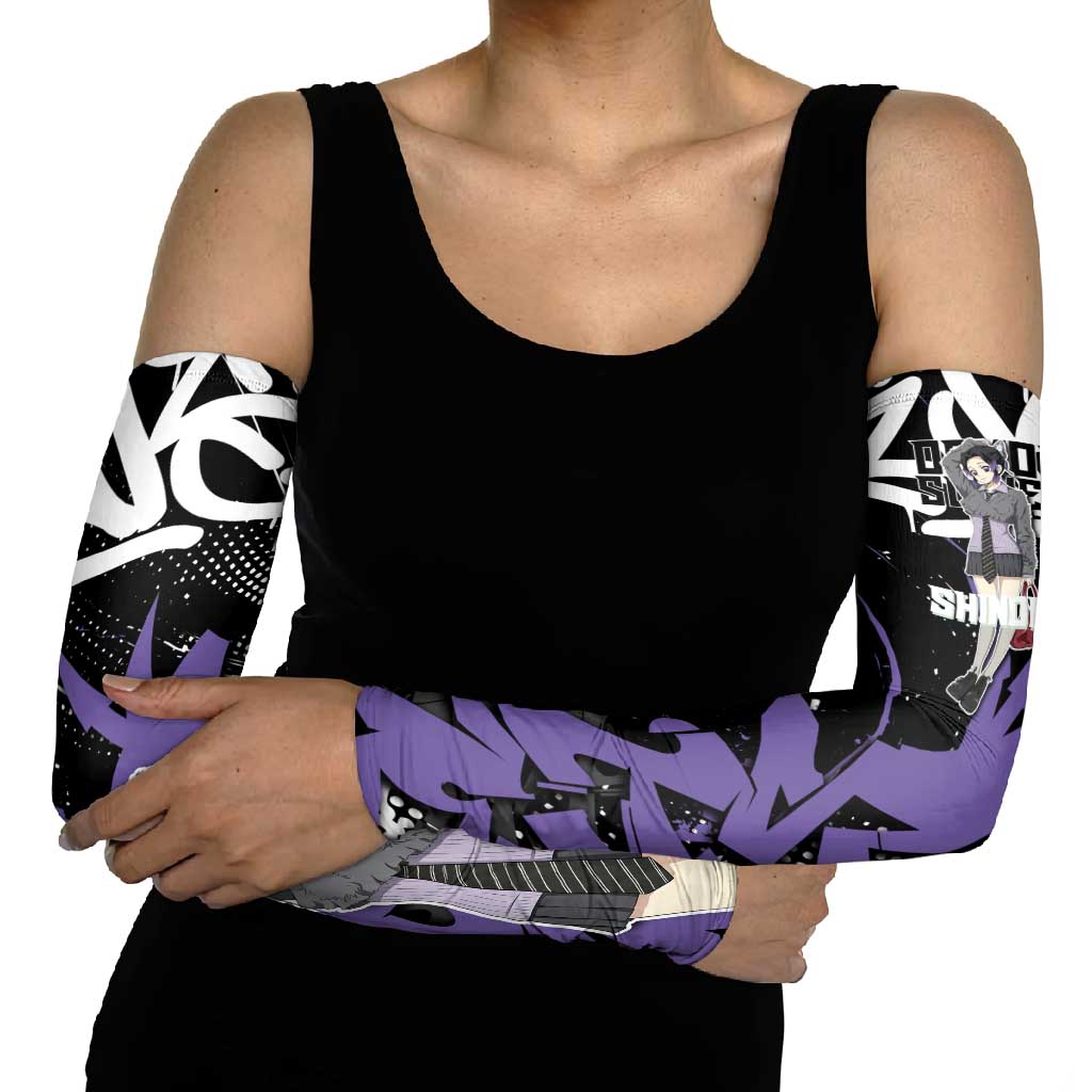 Kocho Shinobu Demon Slayer Arm Sleeves Purple & Black Graffiti Anime