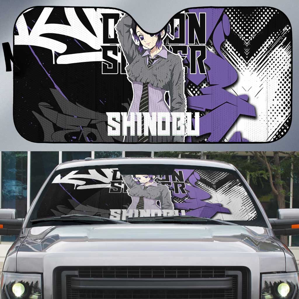 Kocho Shinobu Demon Slayer Auto Sun Shade Purple & Black Graffiti Anime