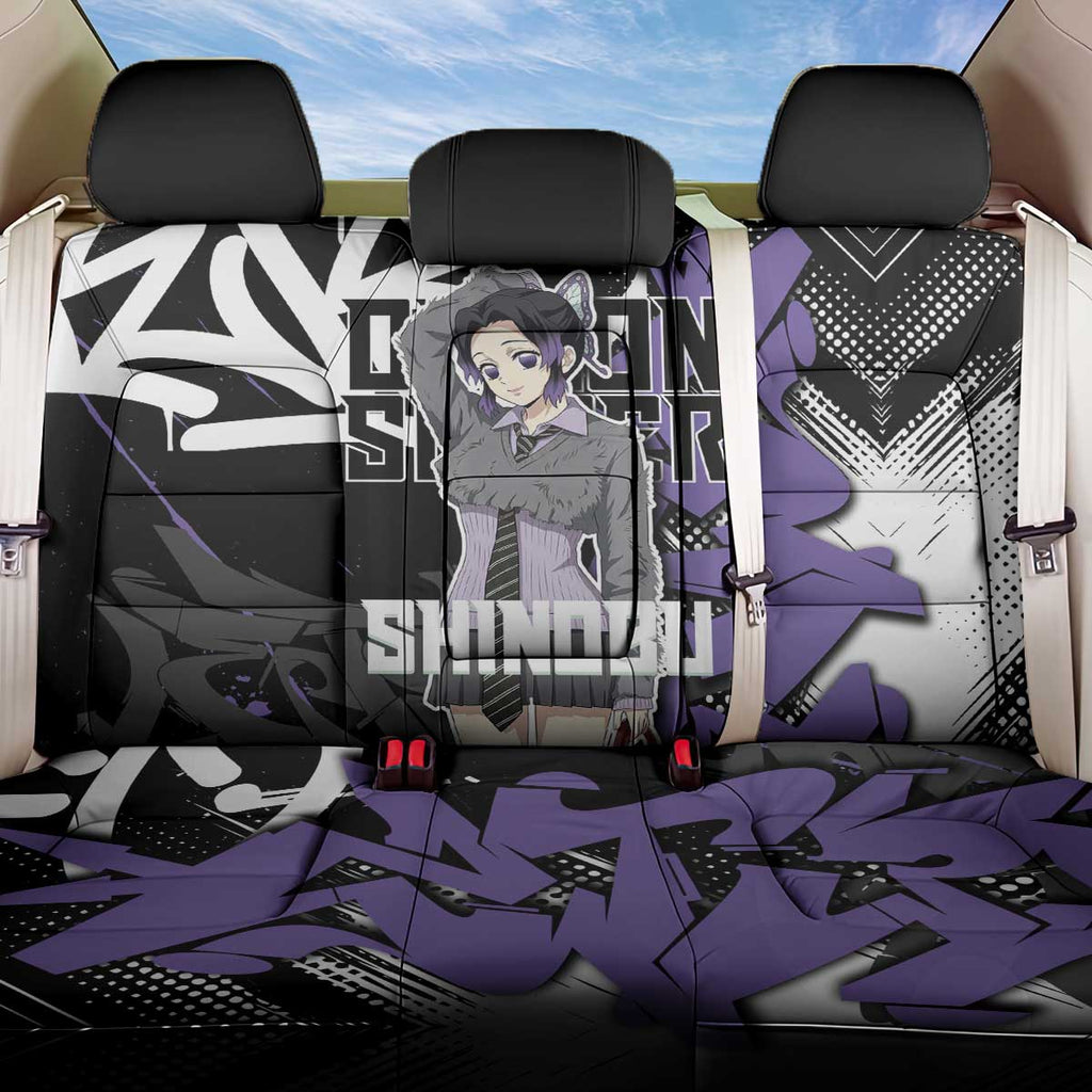 Kocho Shinobu Demon Slayer Back Car Seat Cover Purple & Black Graffiti Anime