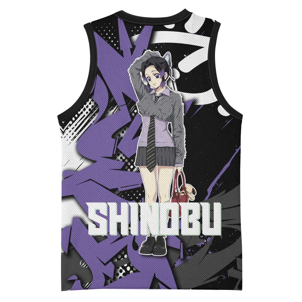 Kocho Shinobu Demon Slayer Basketball Jersey Purple & Black Graffiti Anime