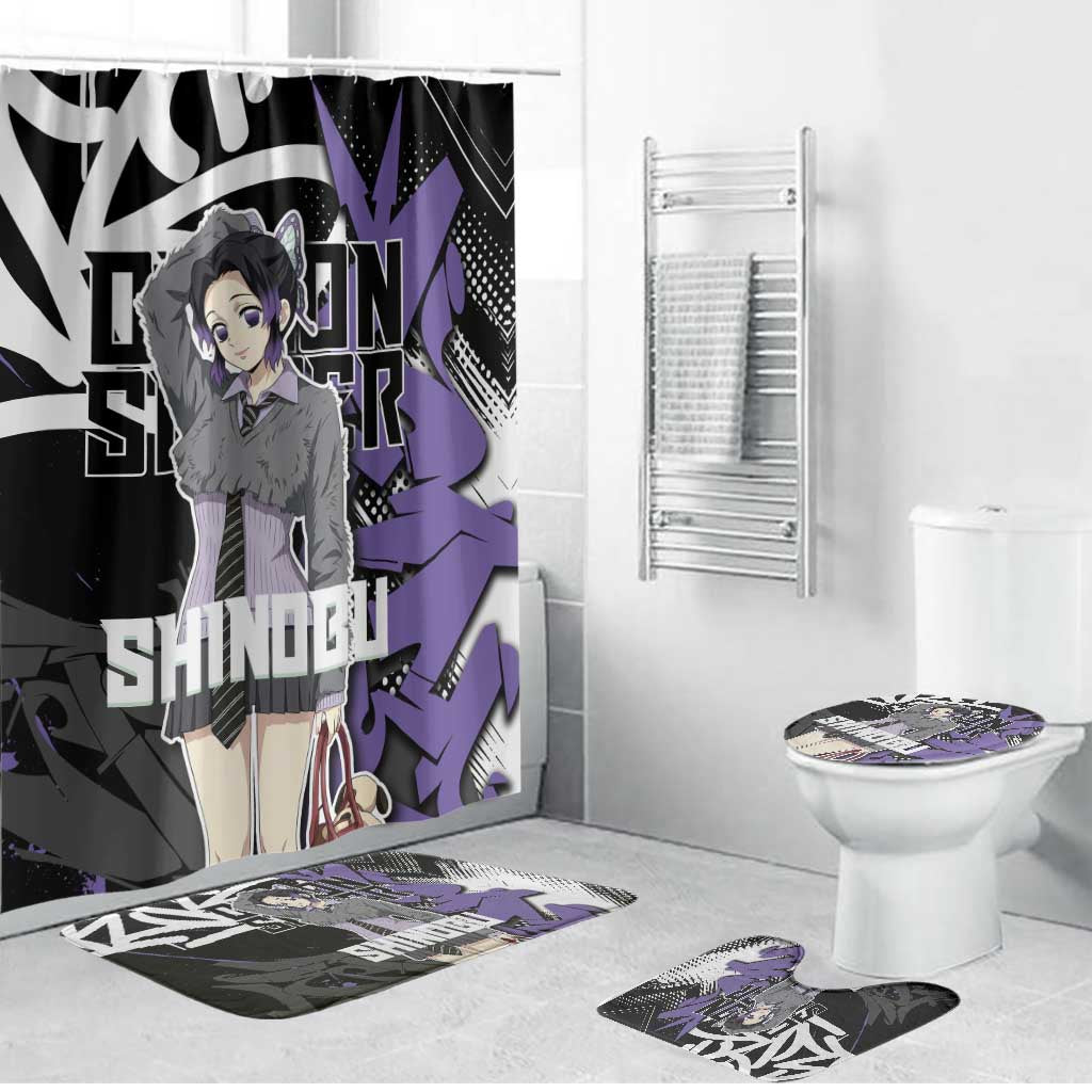 Kocho Shinobu Demon Slayer Bathroom Set Purple & Black Graffiti Anime