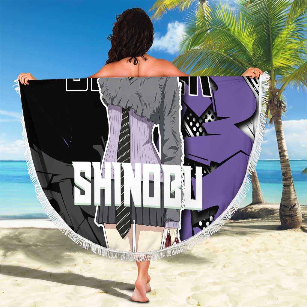 Kocho Shinobu Demon Slayer Beach Blanket Purple & Black Graffiti Anime