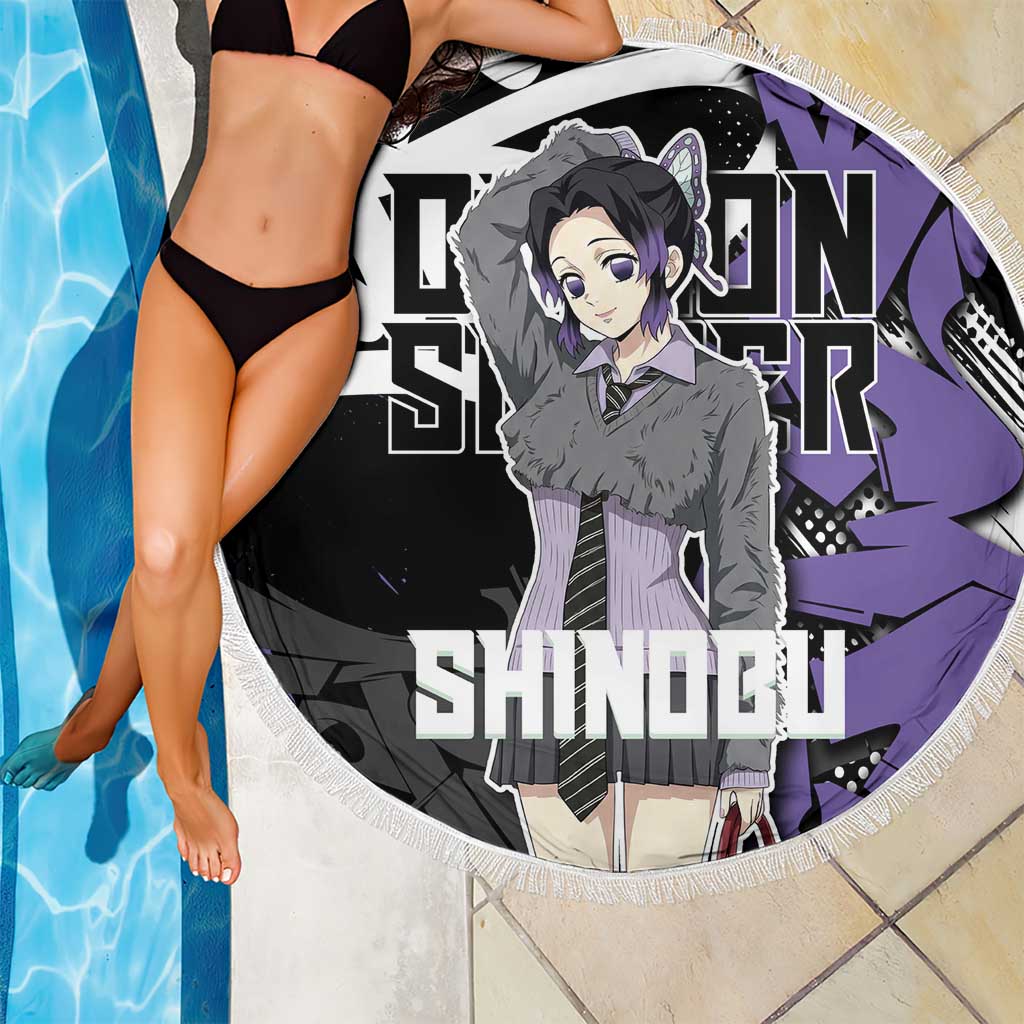 Kocho Shinobu Demon Slayer Beach Blanket Purple & Black Graffiti Anime