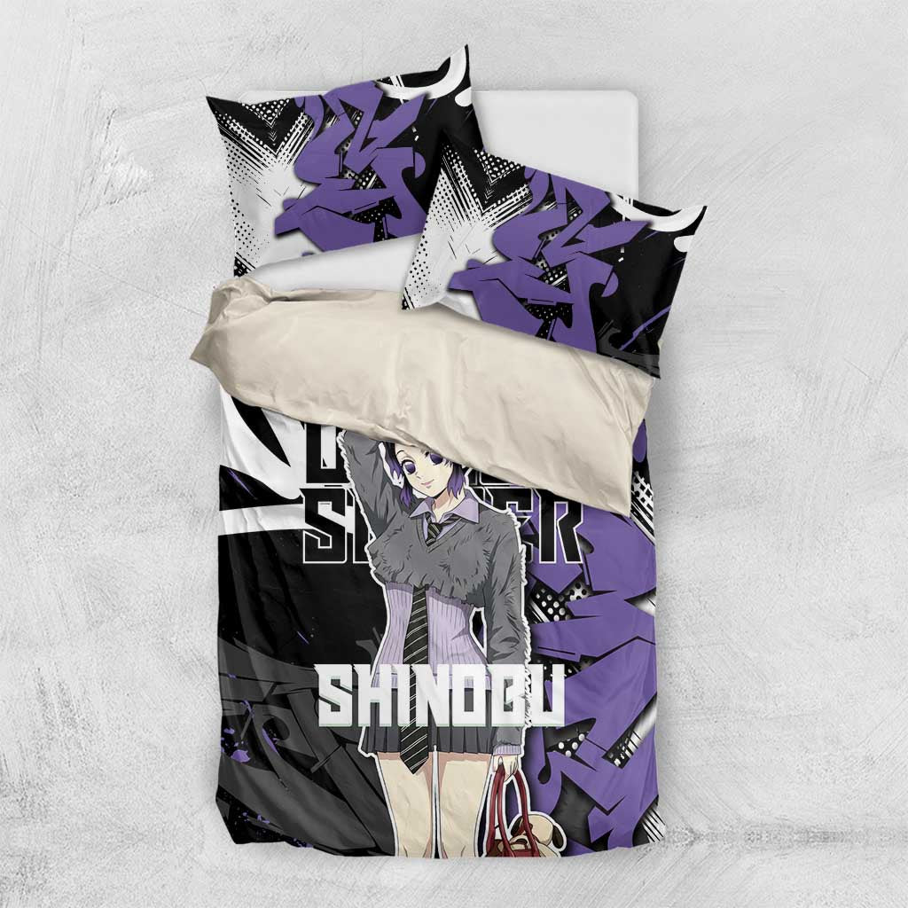 Kocho Shinobu Demon Slayer Bedding Set Purple & Black Graffiti Anime