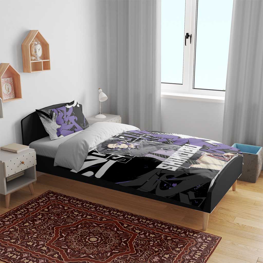 Kocho Shinobu Demon Slayer Bedding Set Purple & Black Graffiti Anime
