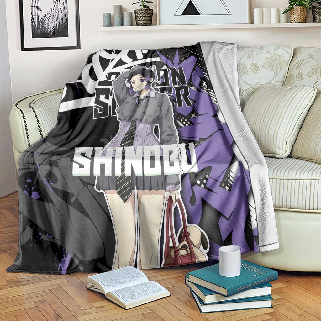 Kocho Shinobu Demon Slayer Blanket Purple & Black Graffiti Anime
