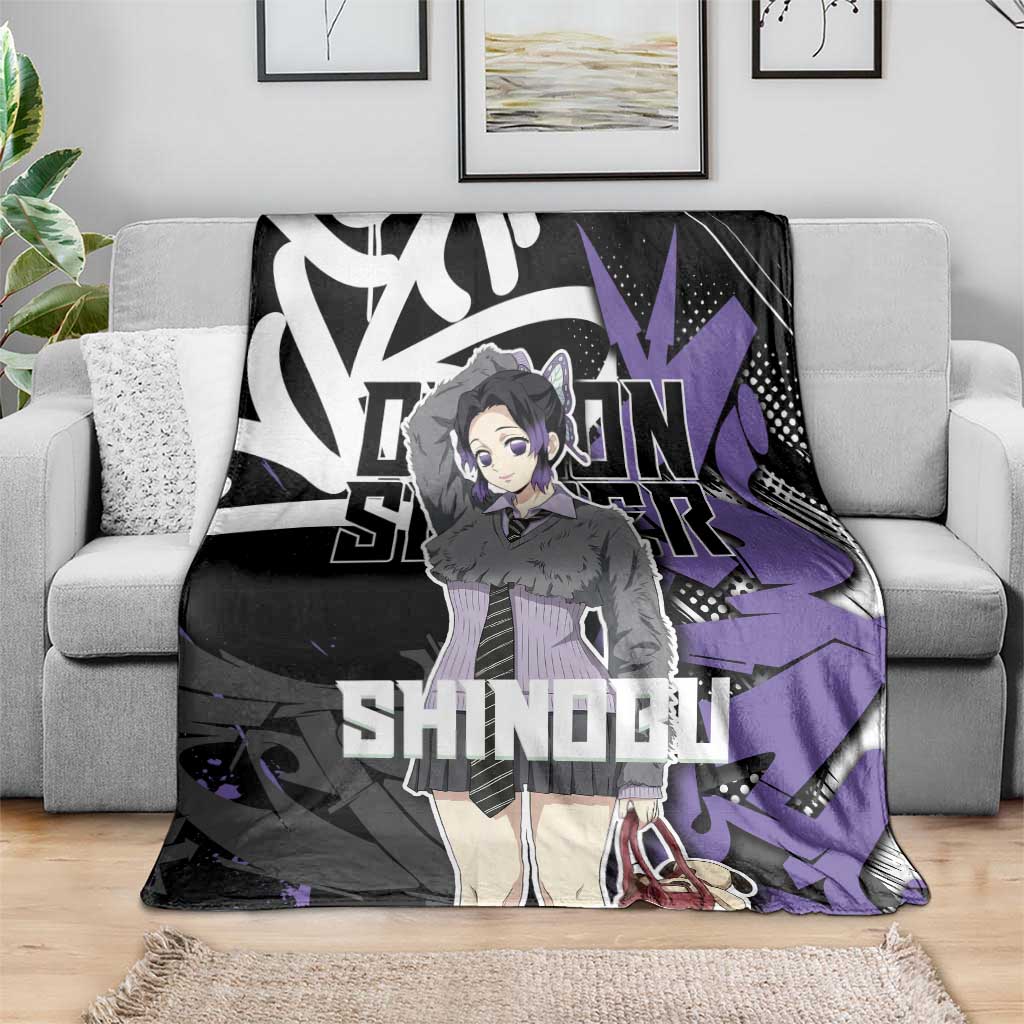 Kocho Shinobu Demon Slayer Blanket Purple & Black Graffiti Anime
